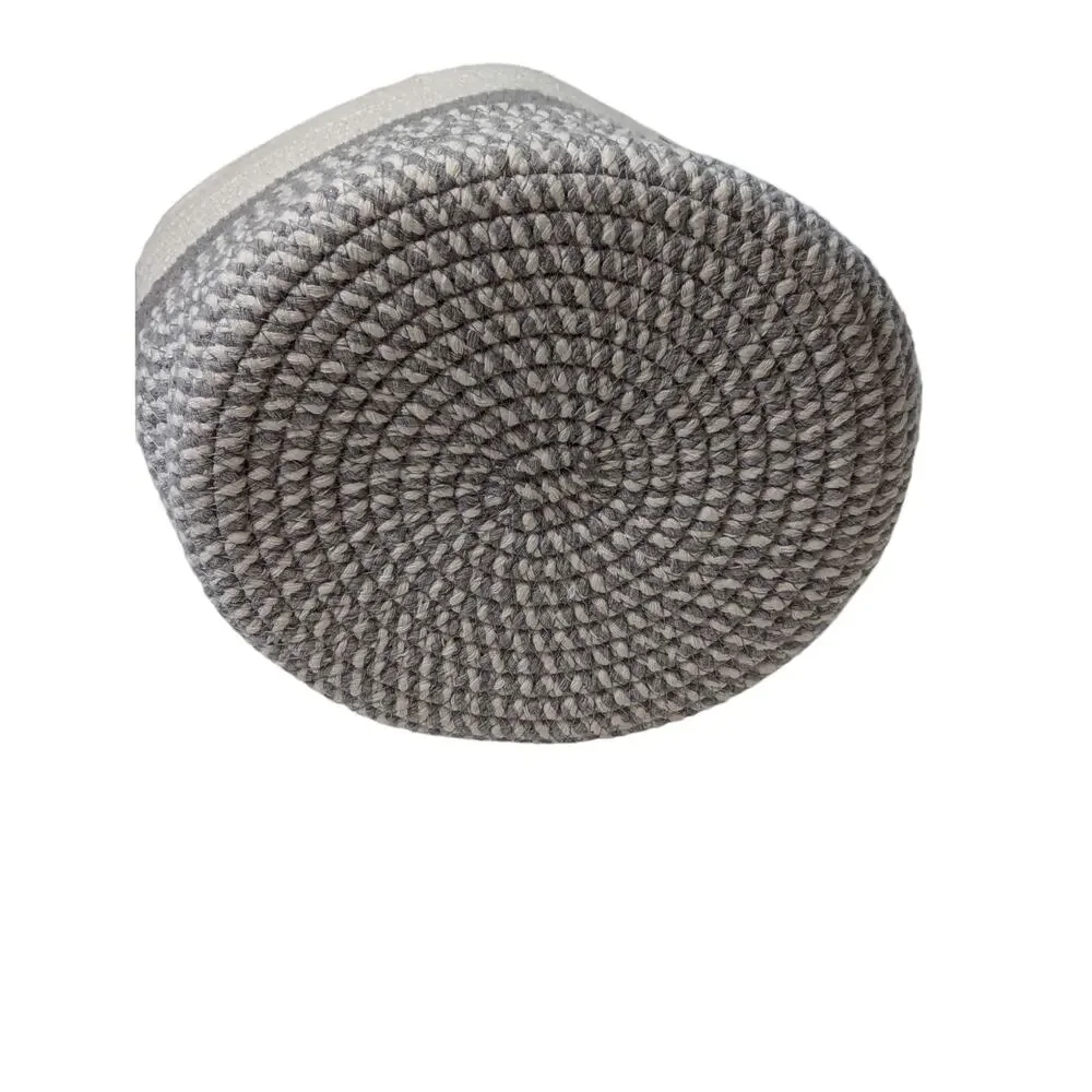 New Small Decorative Woven Rope Plant Basket Gray & White